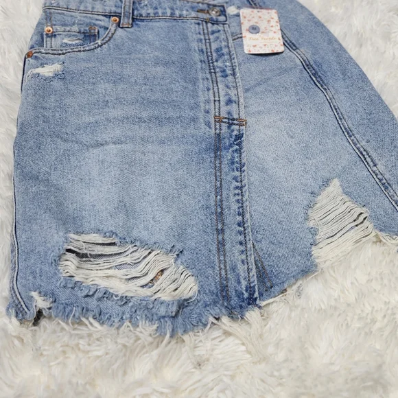 NWT Size 24 Free People Parker Denim Wrap Skirt Mini Skirt Surf's Up - Picture 3 of 12